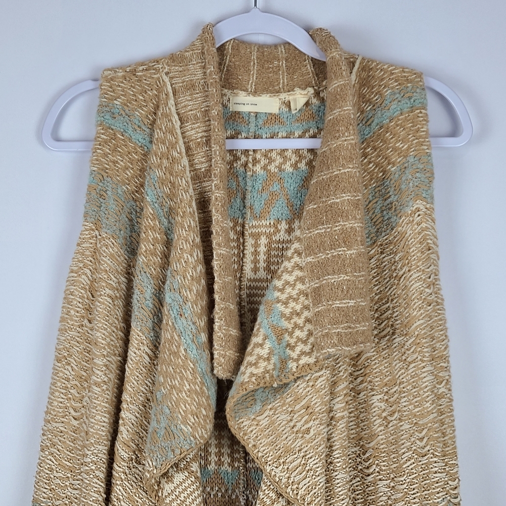 Sleeping in Snow Anthropologie Quilins Jacquard Knit Waterfall Vest XS/S Boho - Picture 4 of 11